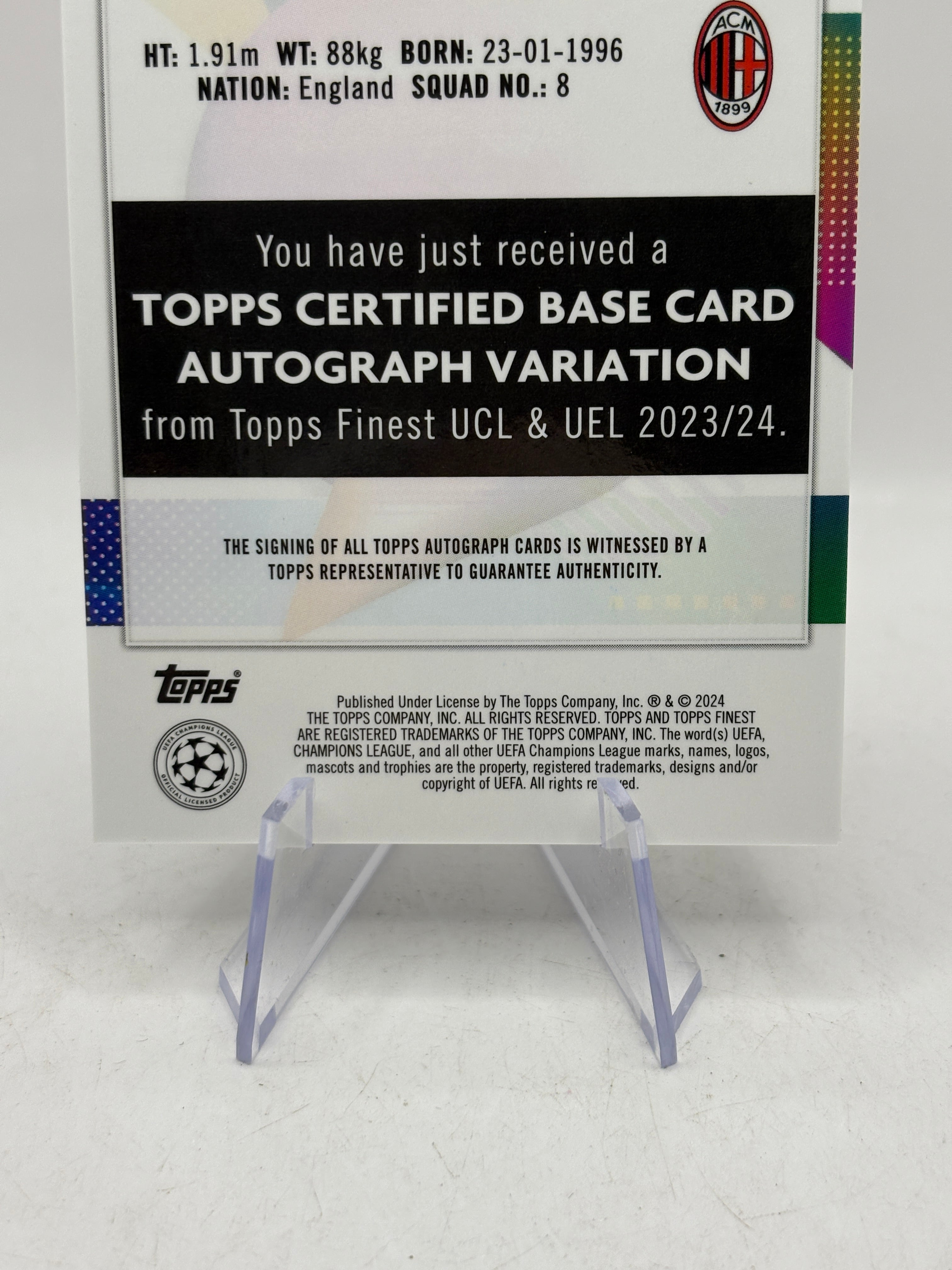 2023-24 Topps Finest Ruben Loftus-Cheek AC Milan Chelsea Auto, photo 8